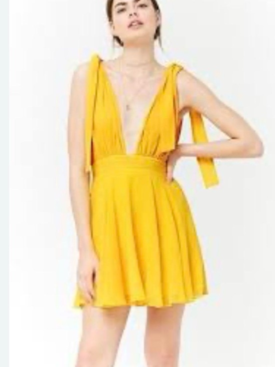Forever 21 Dresses & Skirts - yellow mini dress with tie straps - forever 21